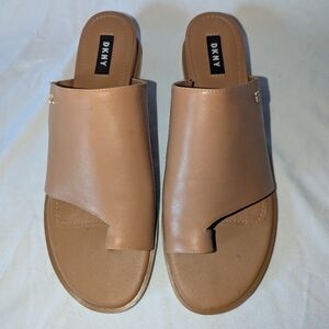 DKNY Tan Genuine Leather Sandals/ Flats